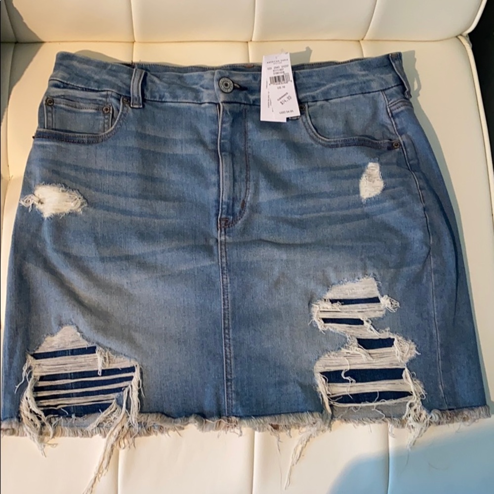 SOLD New American Eagle Ripped Jean Mini skirt